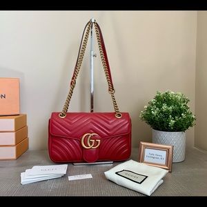 Gucci Marmont Matelasse Small in Hibiscus Red